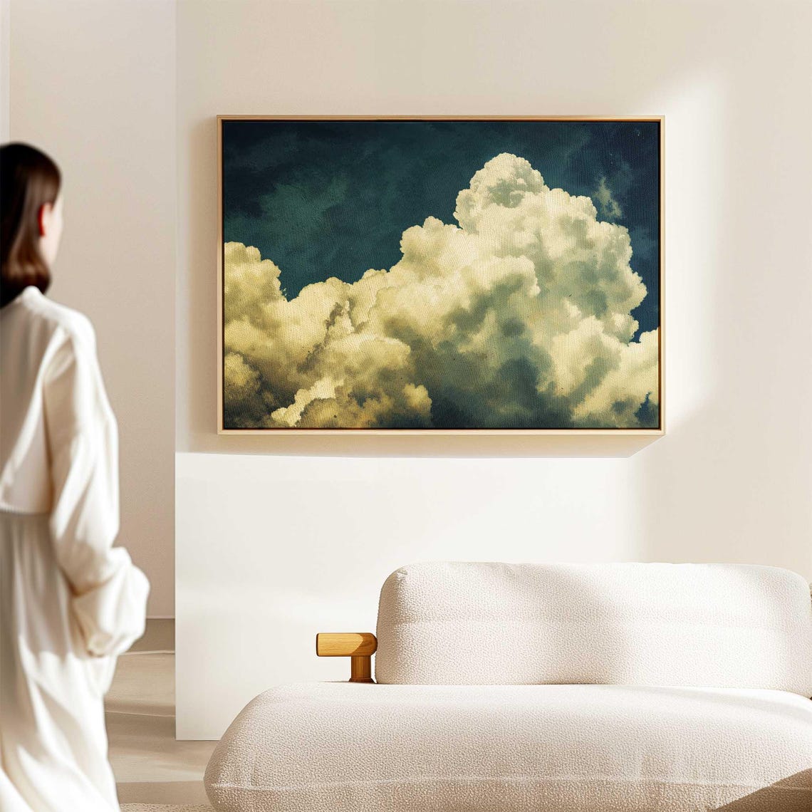 Cloud Wall Art Framed Canvasposter Print Above Bedsofa Decor Modern Minimalist Horizontal Wall Art Ready To Hang Large Wall Art Framed - Image 2