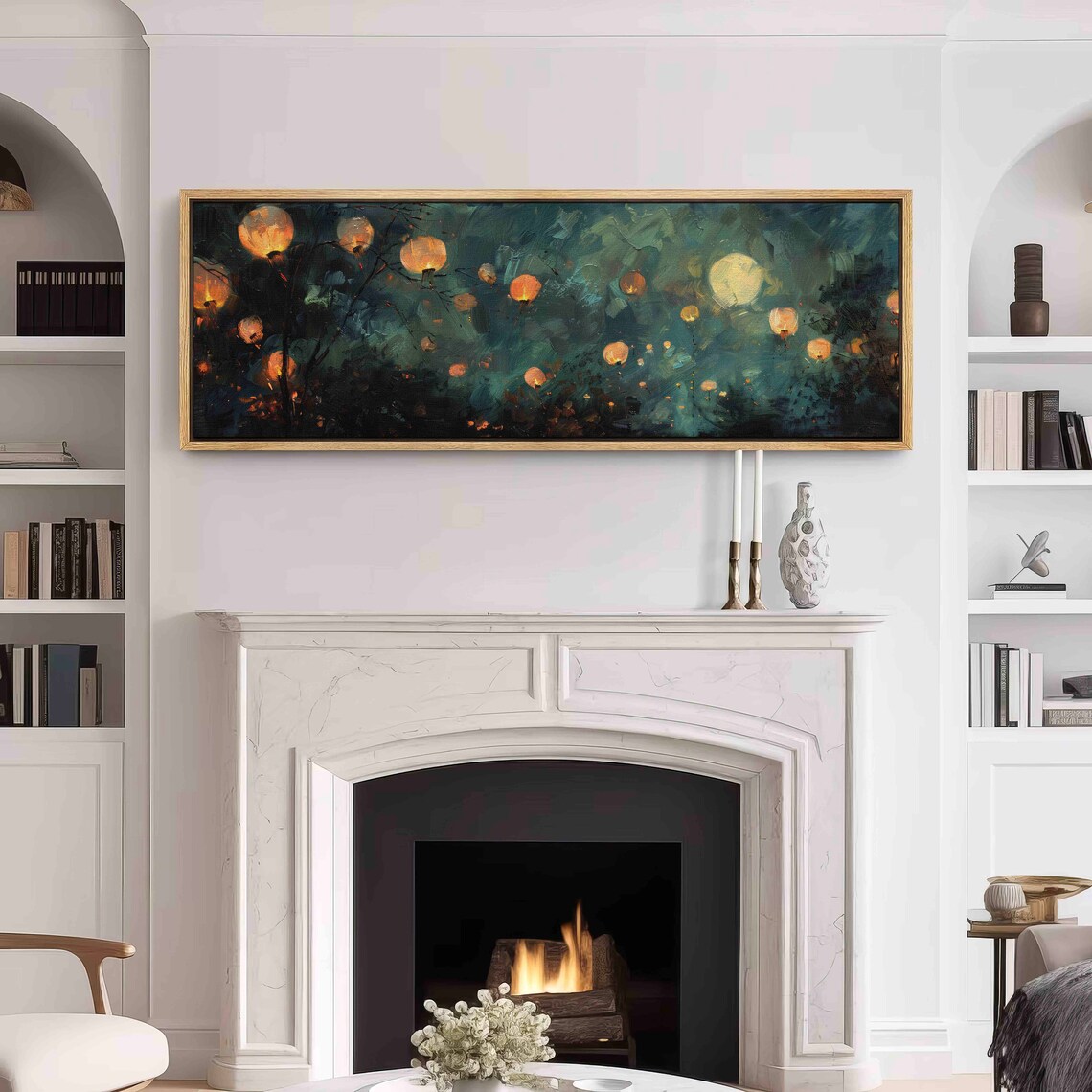 Chinese Lanterns in the Night Sky Skyscape Art Print - Image 3