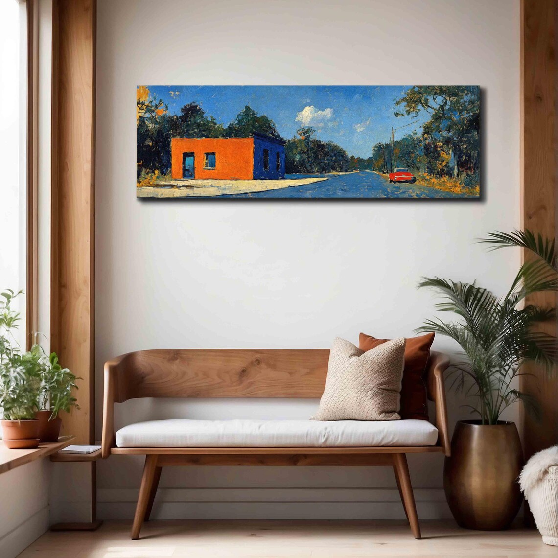 Rural Roadside Orange Shop Red Truck Folk Americana Art Print - Image 4