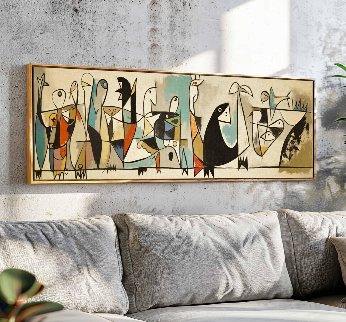 Birds on Wire Mid-Century Modern Wall Art Print