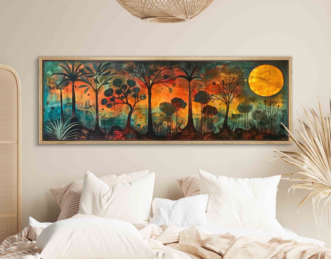 Moody Floral Wall Art Framed Modern Floral Print Horizontal Wall Art Panoramic Botanical Art Flower Wall Art Boho Wall Decor - Image 4