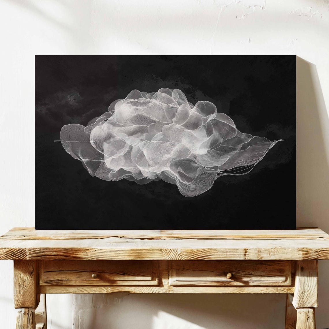White Ethereal Cloud Abstract Black Surreal Modern Decor Poster - Image 2