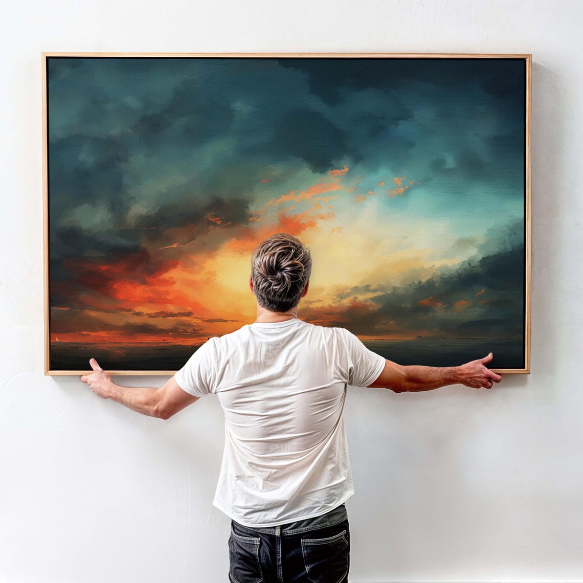Moody Sunset Seascape Wall Art Framed Canvasposter Print Above Bedsofa Decor Modern Wall Art Horizontal Wall Art Large Wall Art Framed - Image 4