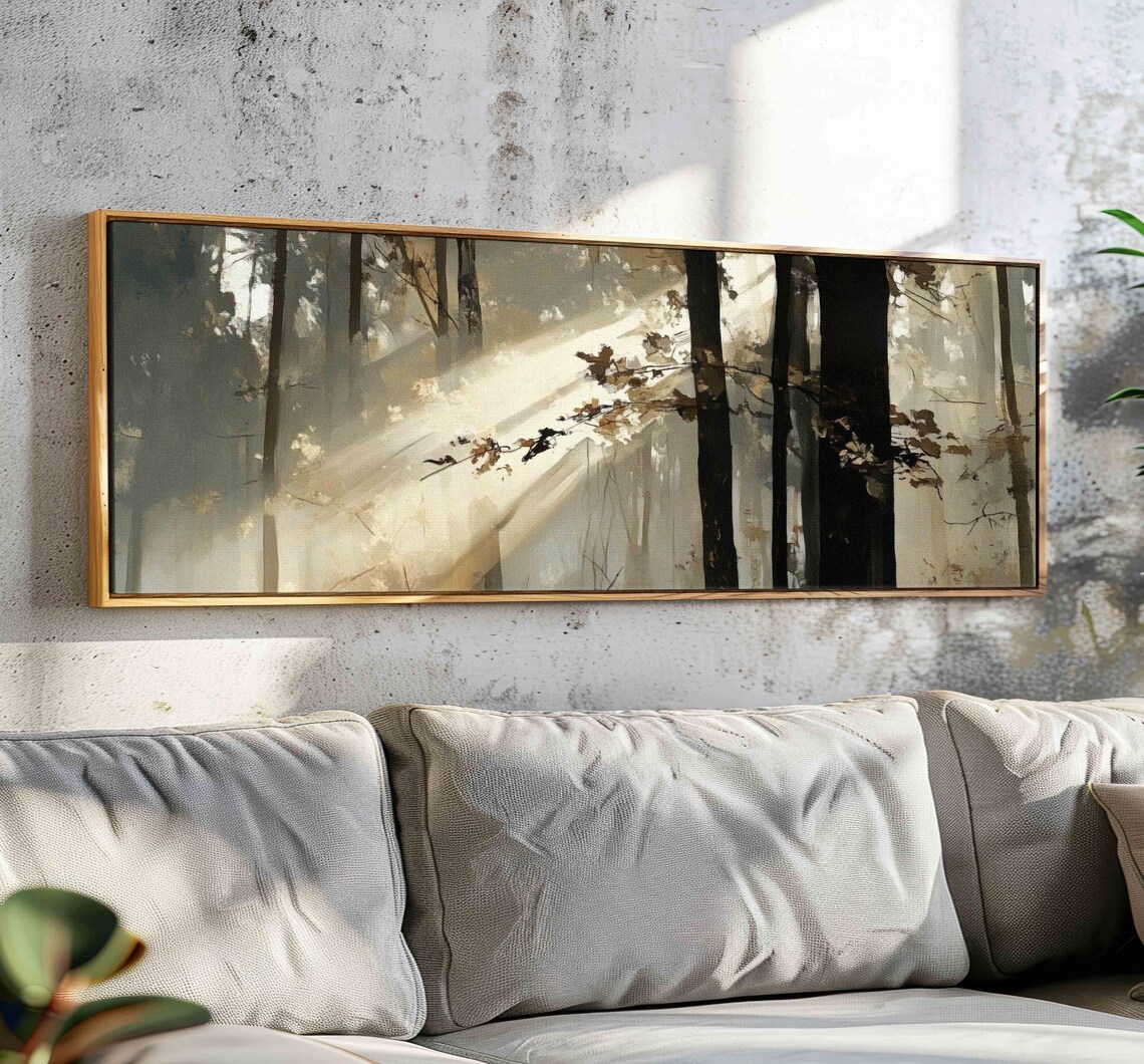 Beams of Light in the Forest, Vintage Nature Print