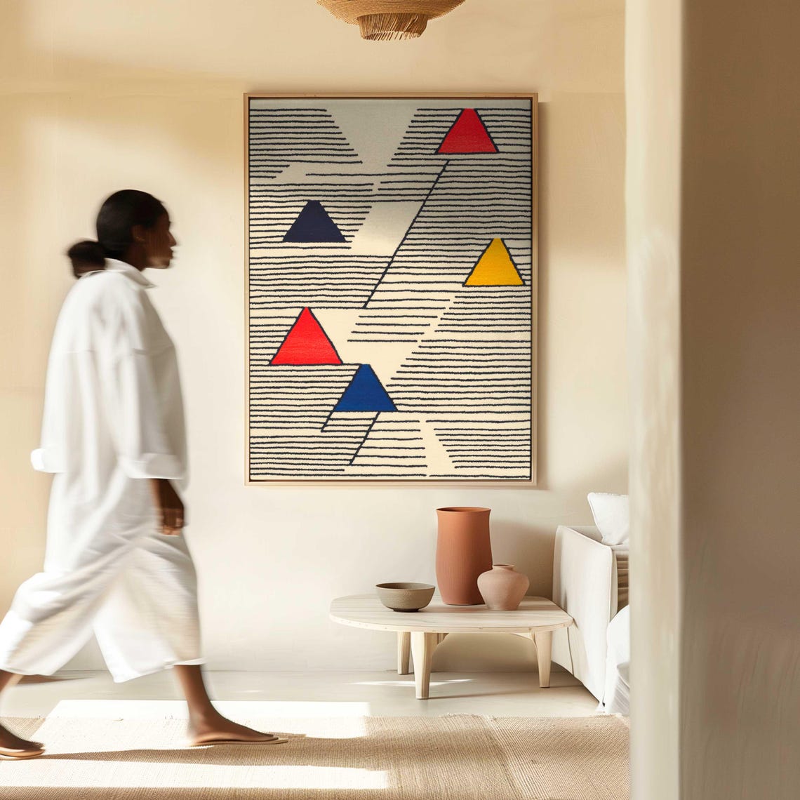 Minimalist Geometric Triangle Line Pattern Modern Boho Art Print - Image 4