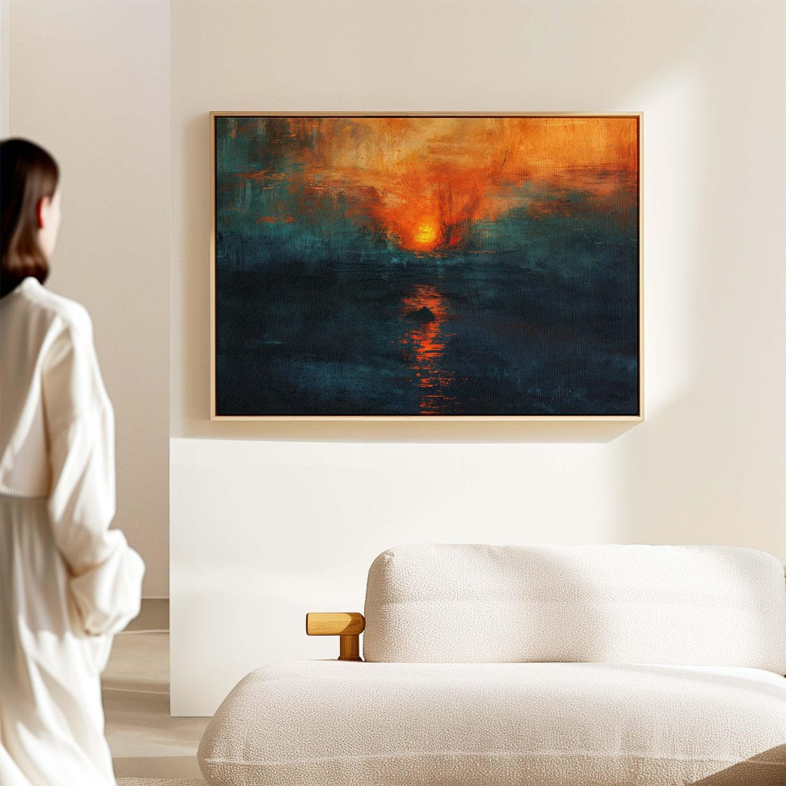 Moody Sunset Wall Art Framed Canvasposter Print Above Bedsofa Decor Modern Wall Art Nature Wall Decor Large Seascape Wall Art Framed - Image 2