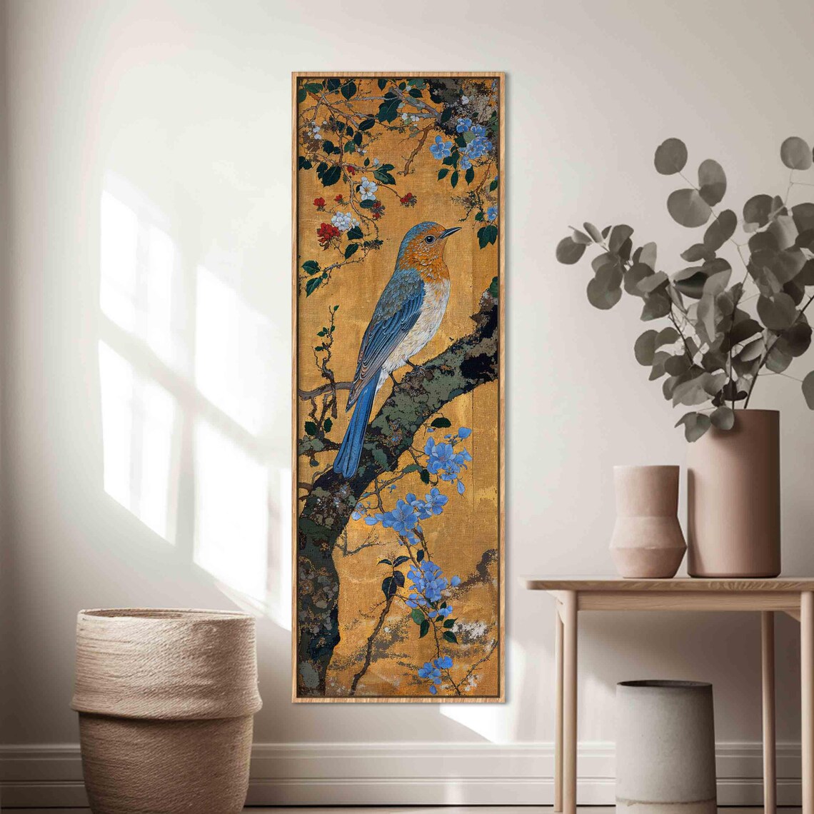 Spring Bird on a Branch, Vintage Japanese Art Print