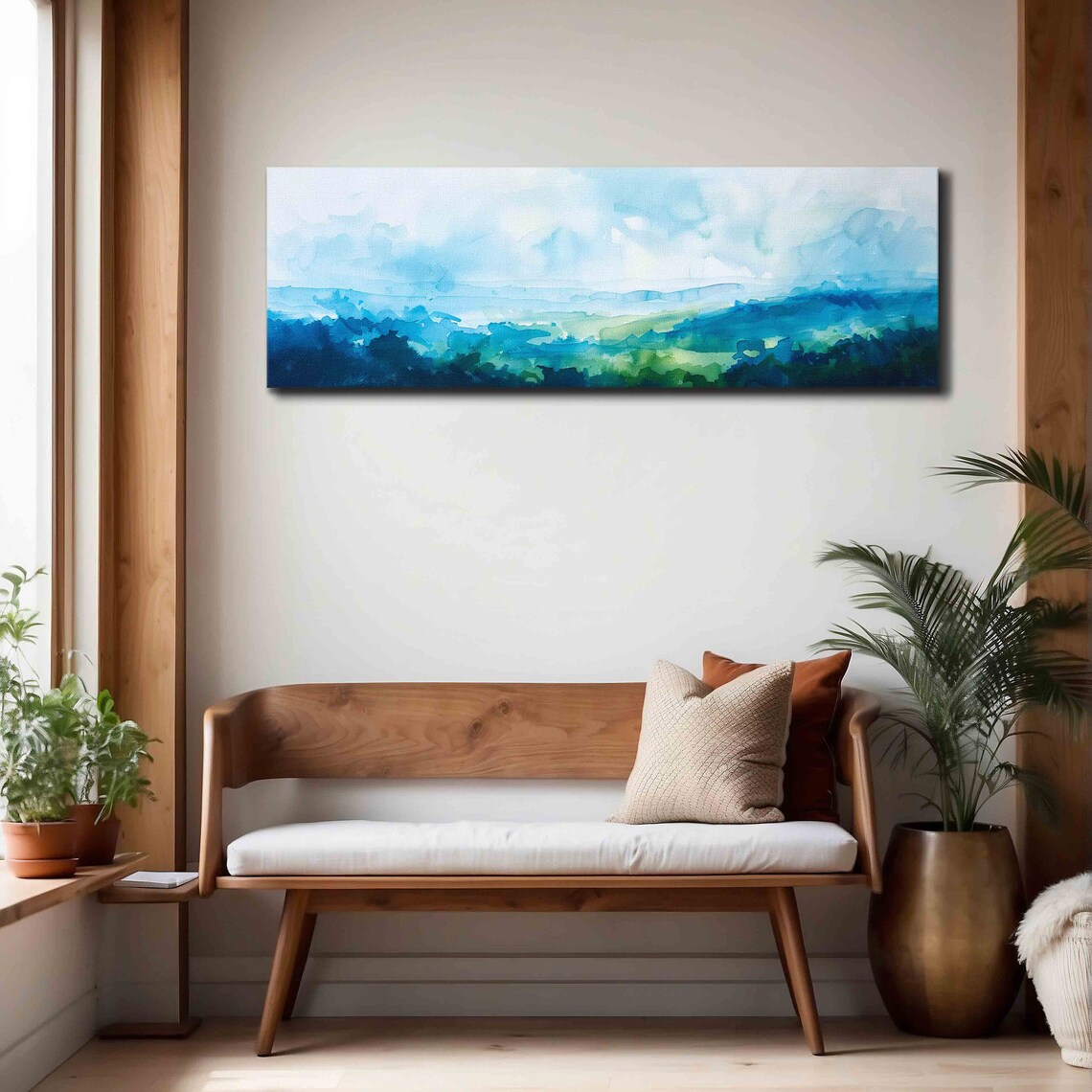 Modern Landscape Watercolor Panorama Art Print - Image 4