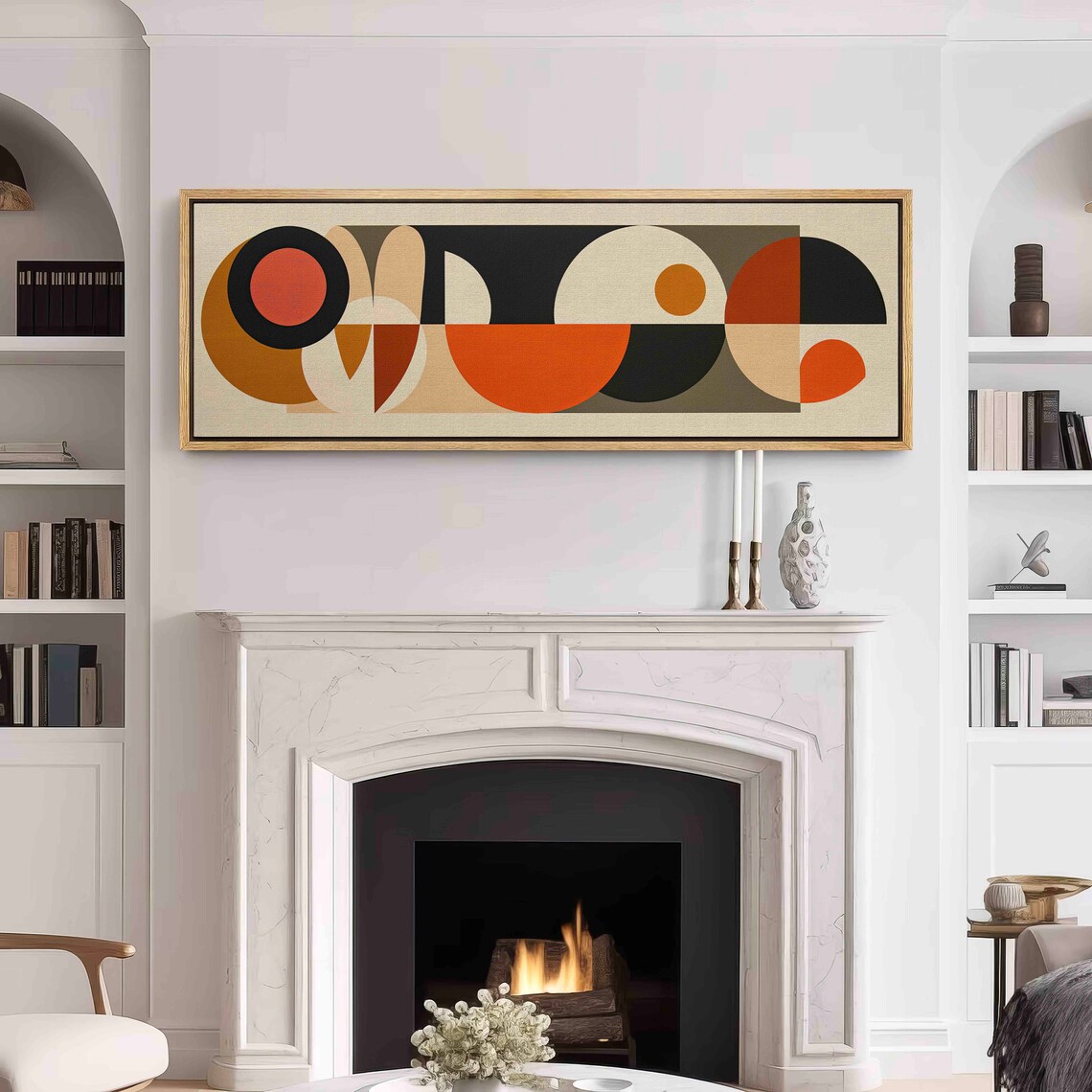 Mid Century Modern Geometric Art Print, Panoramic Decor - Image 3