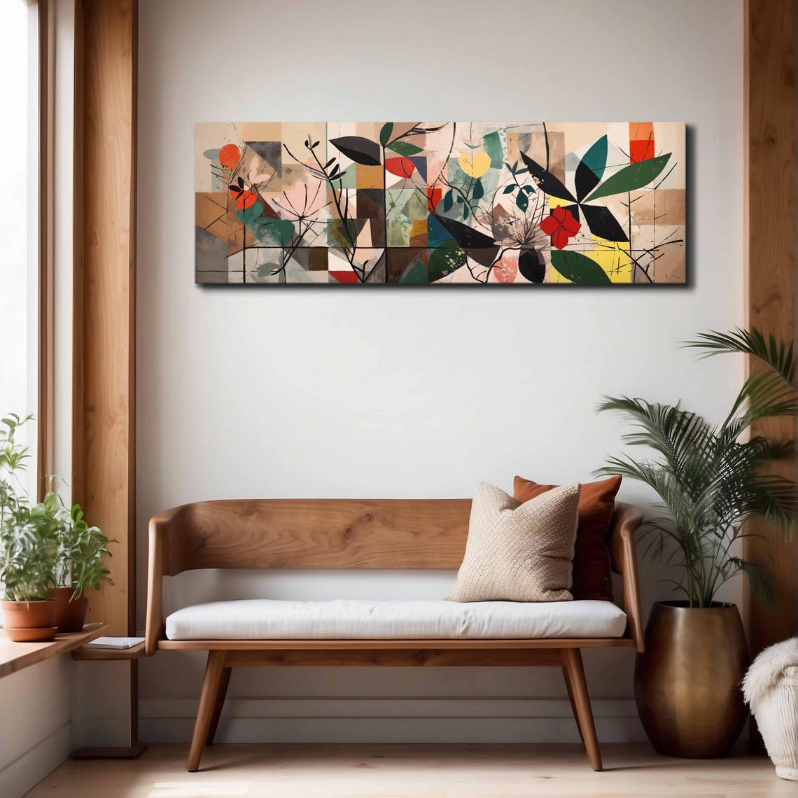 Mid Century Modern Geometric Botanical Floral Abstract Wall Art - Image 4