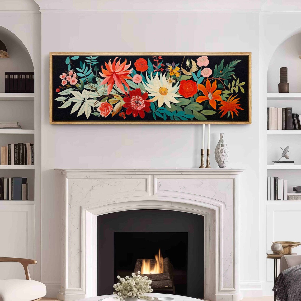 Floral Botanical Boho Art Print, Panoramic Flowers - Image 3