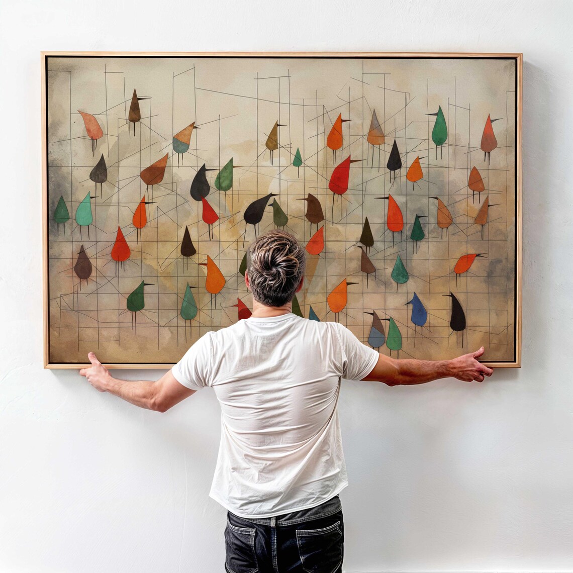 Birds On Wire Mid-Century Modern Abstract Art Print - Image 4