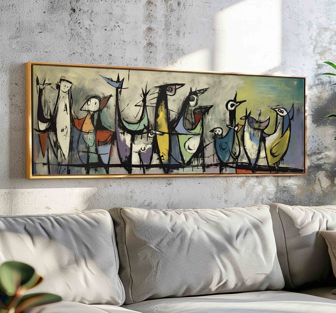 Birds On Wire Modern Geometric Art Print