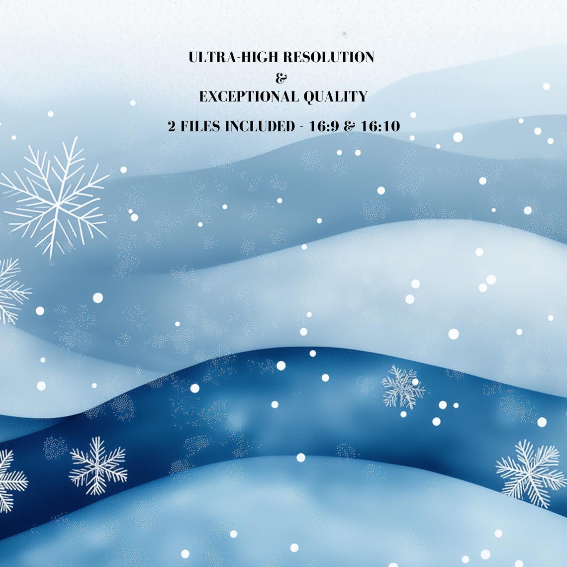 Blue Winter Hills Snowflake Digital Art 16x9 4K Ratio File Poster - Image 7