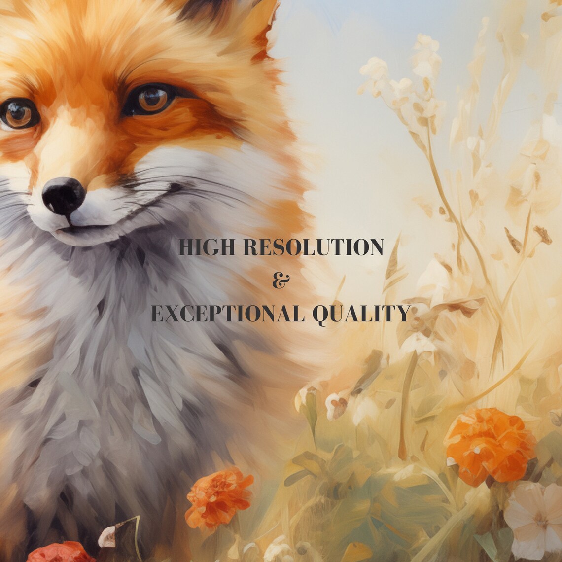 Red Fox In Wildflower Meadow Sunny Countryside Portrait Poster - Image 4