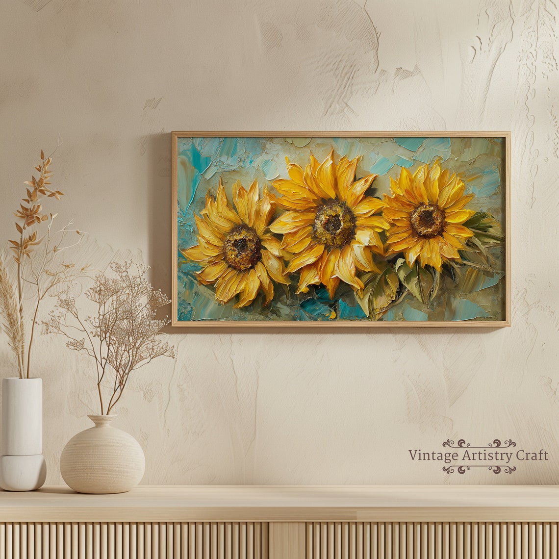 Bold Sunflowers Impasto Oil Painting Vibrant Summer Floral Poster - Image 7