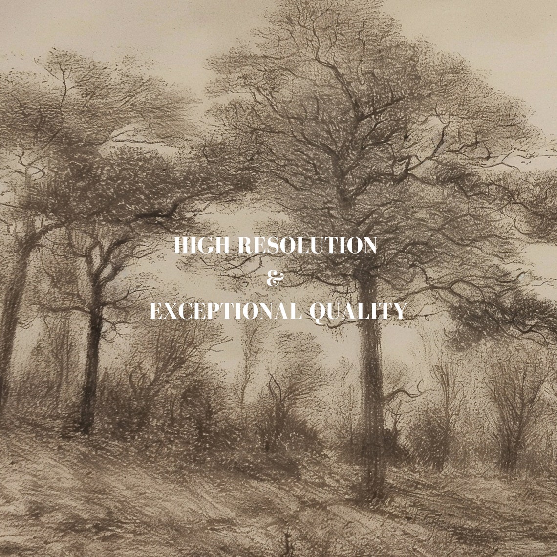 Antique Sepia Ink Trees Landscape Sketch Vintage Country Road Poster - Image 6
