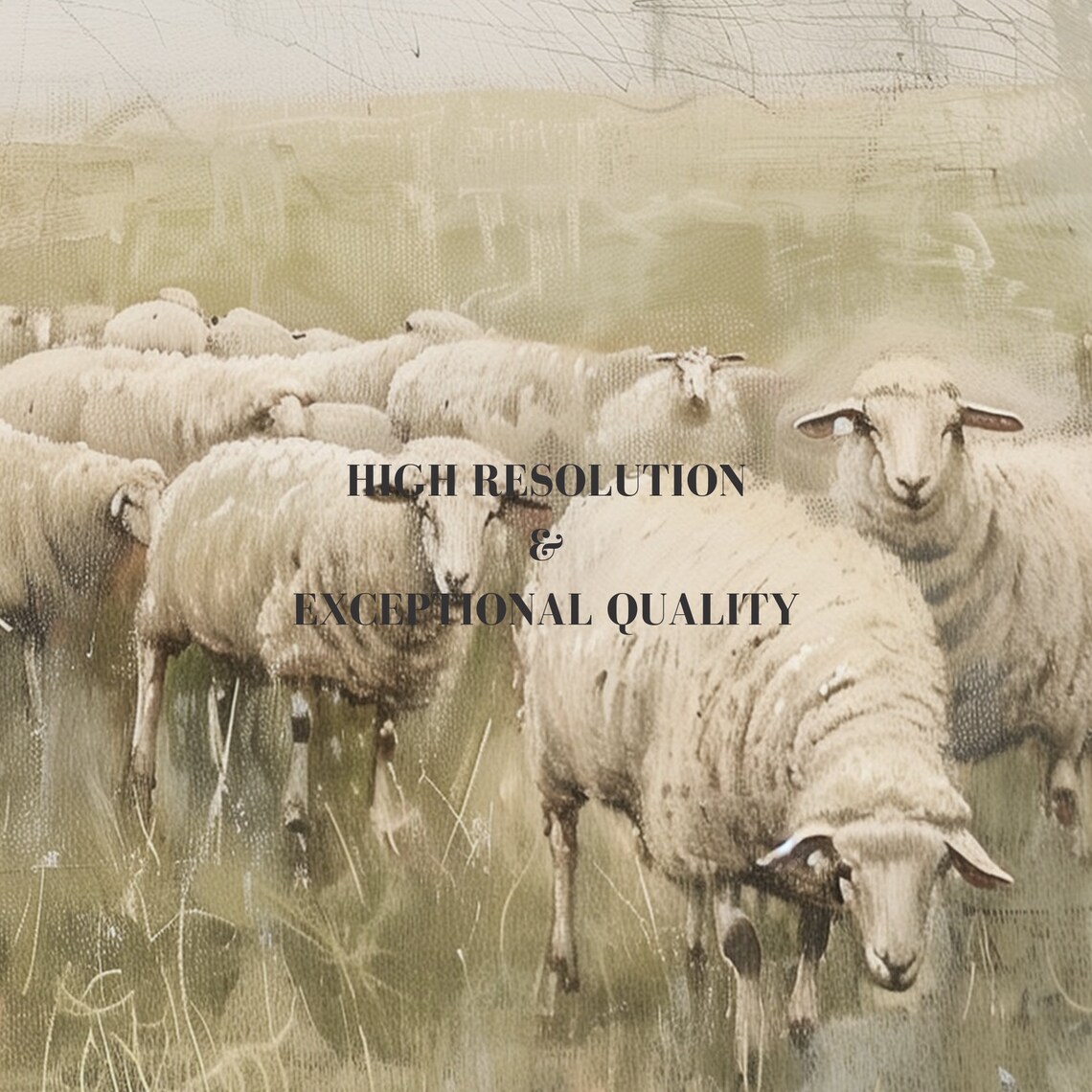 Soft Flock Of Sheep In Golden Grass Vintage Countryside Poster - Image 6