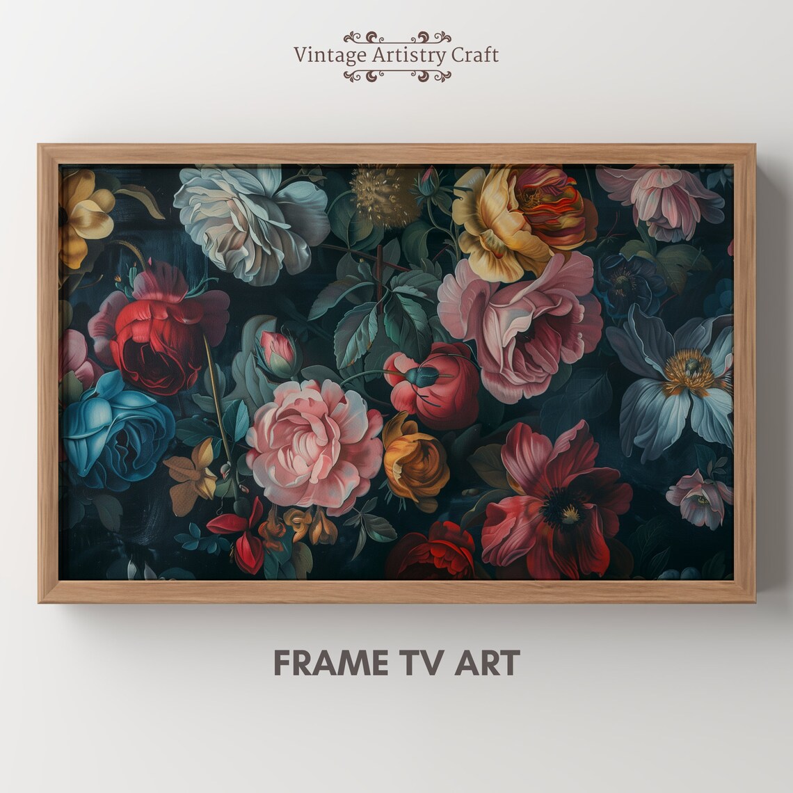 Moody Dark Floral Roses Peonies Vintage Botanical Painting Poster - Image 6