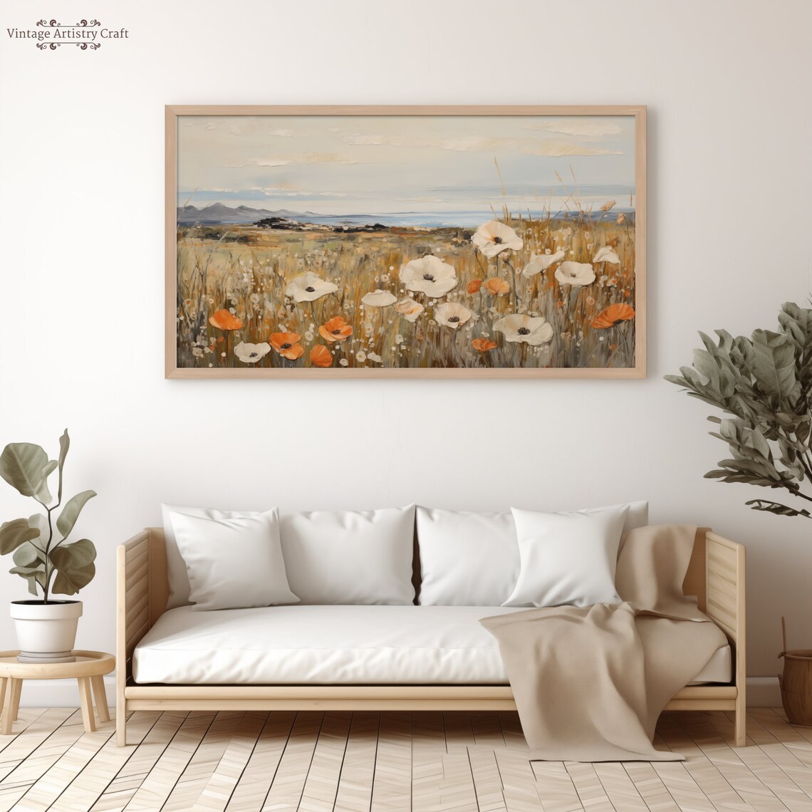 Vintage Fall Wildflower Field Landscape Art Print - Image 8