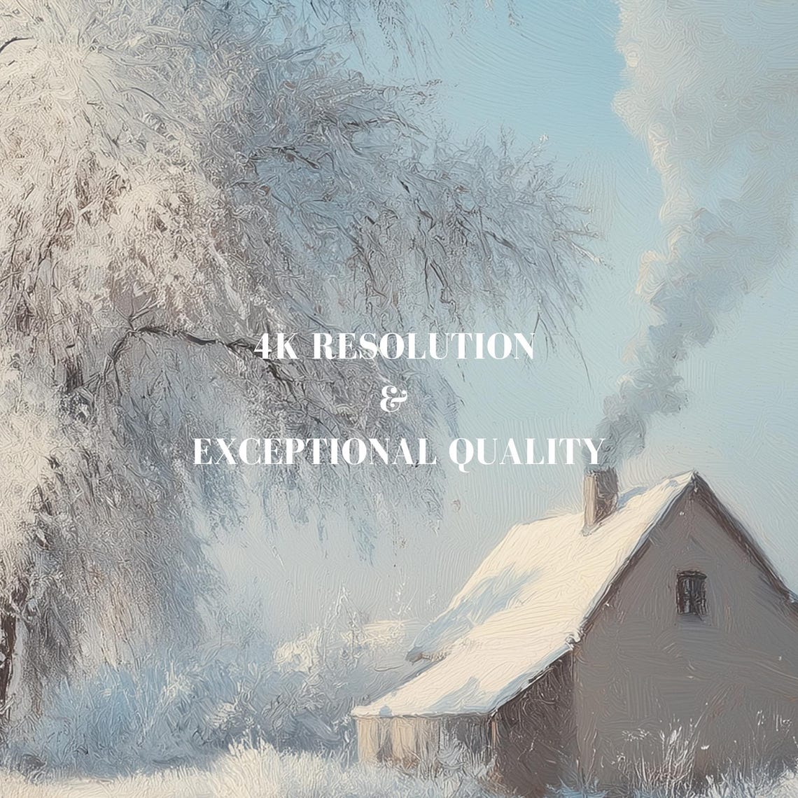 Frost Covered Tree Snowy Cottage Blue Sky Winter Peaceful Poster - Image 7