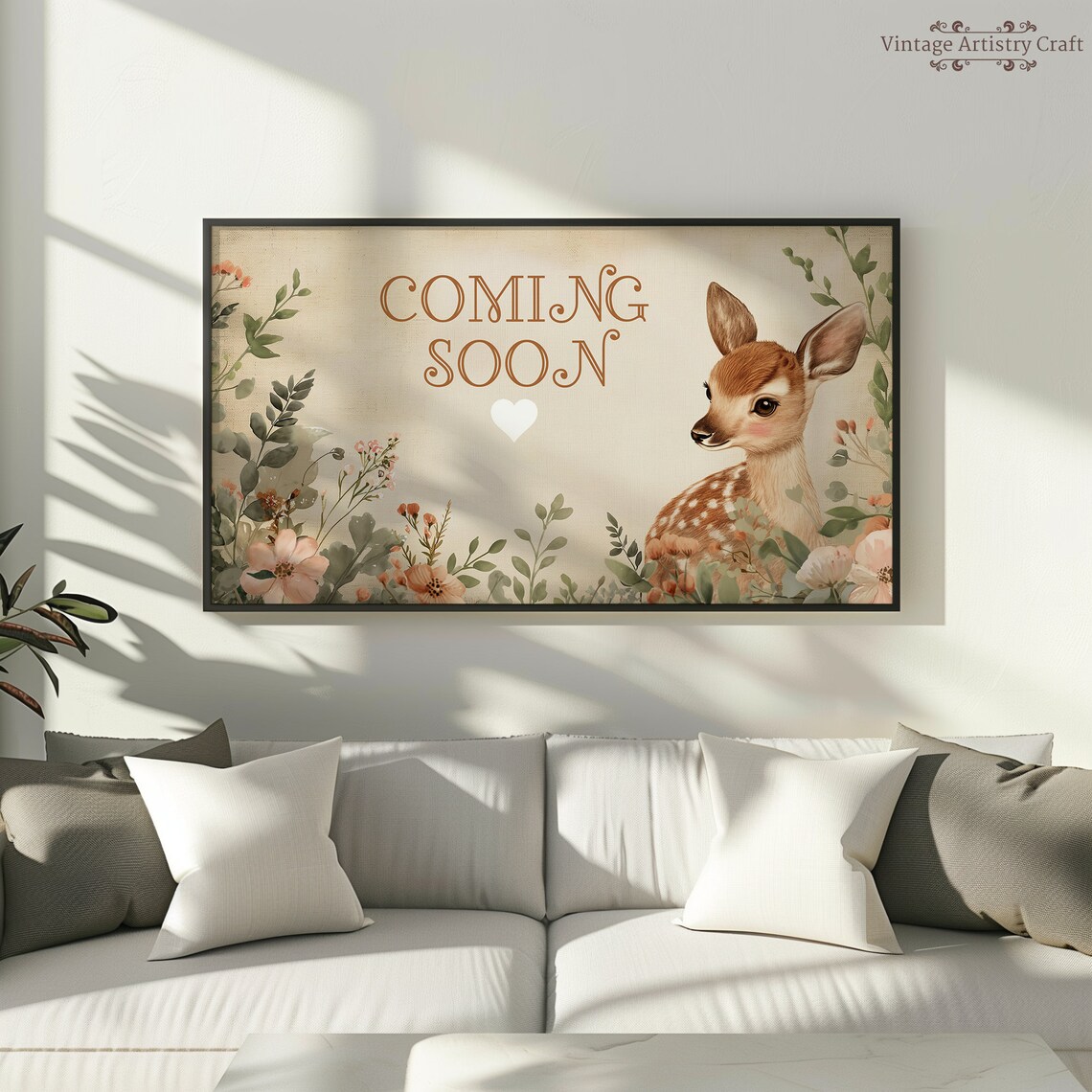Woodland Deer Pregnancy Announcement Pink or Blue Gender Reveal Poster - Image 8