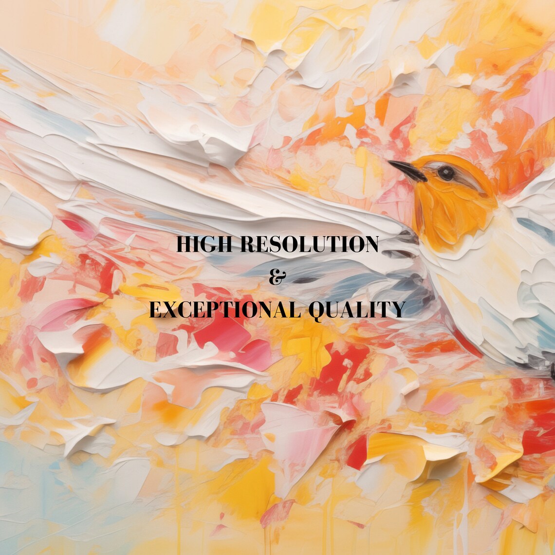 Flying Songbird in Pastel Sunrise Abstract Textured Bird Painting Poster - Image 4