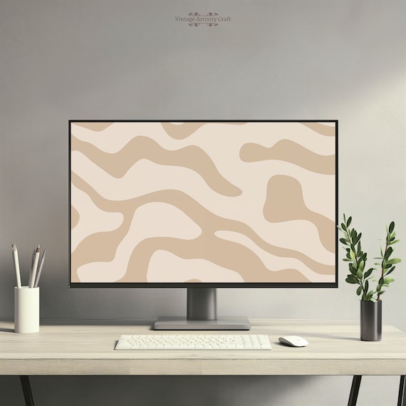 Neutral Beige Abstract Wavy Modern Minimalist Wallpaper Poster