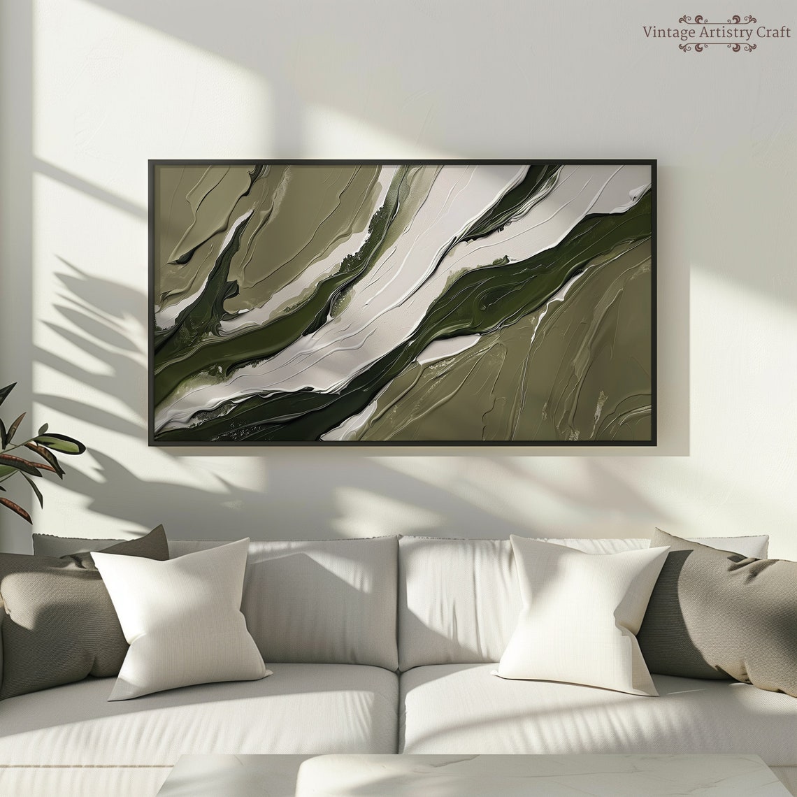 Olive Green Marble Swirl Abstract Modern Neutral Texture Poster - Image 5