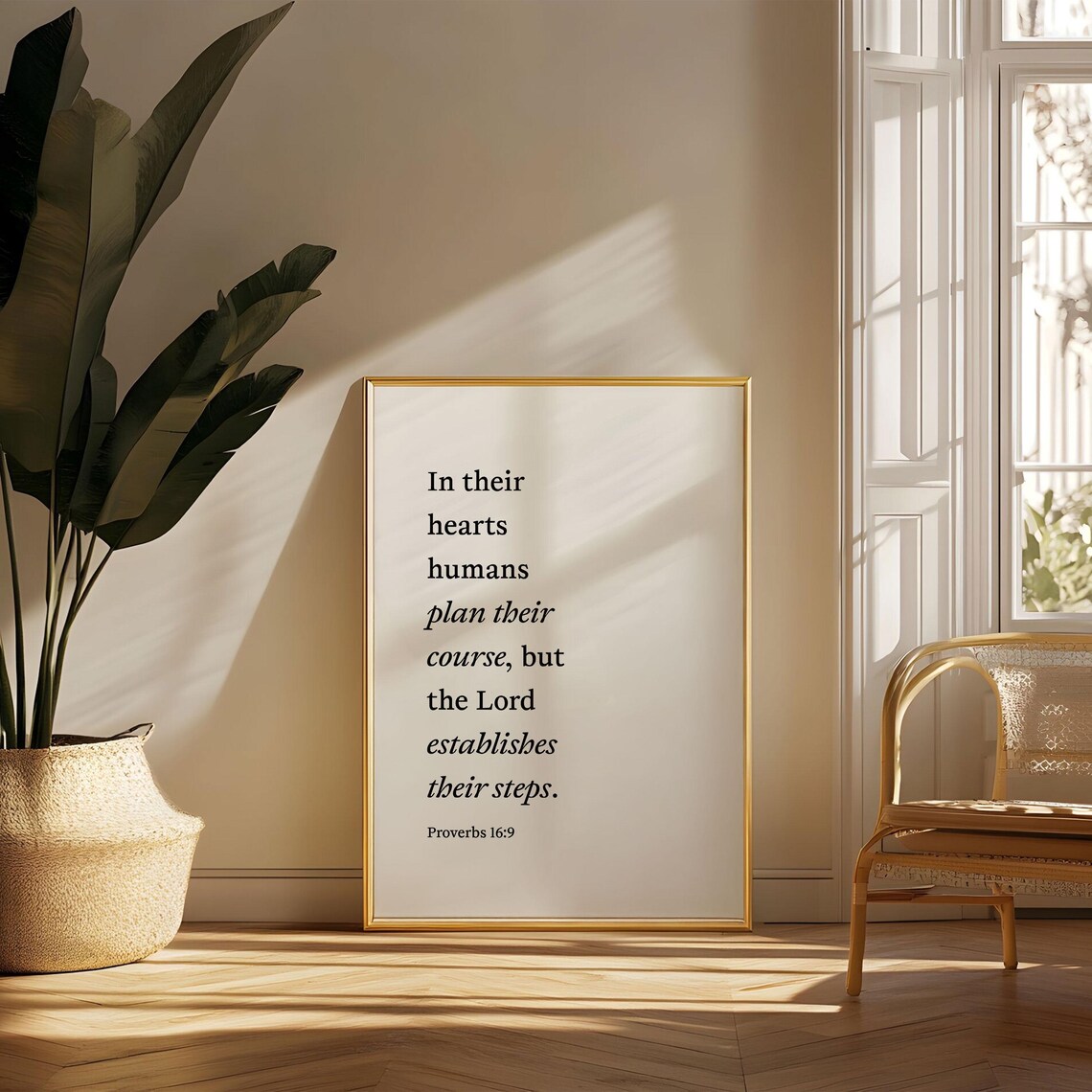 Proverbs 16 9 The Lord Establishes Their Steps Elegant Serif Verse Poster - Image 3
