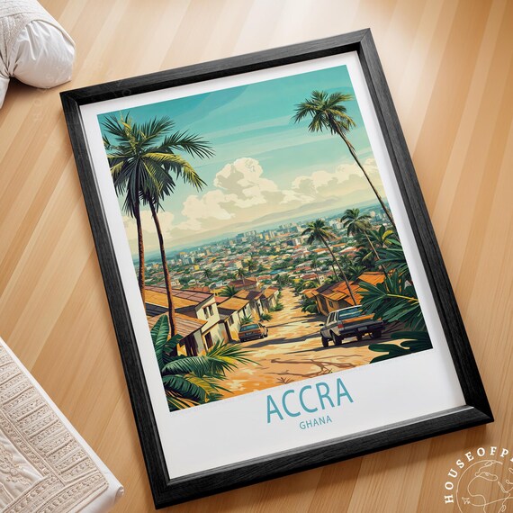 Accra Ghana Travel Poster, Personalized Wall Art