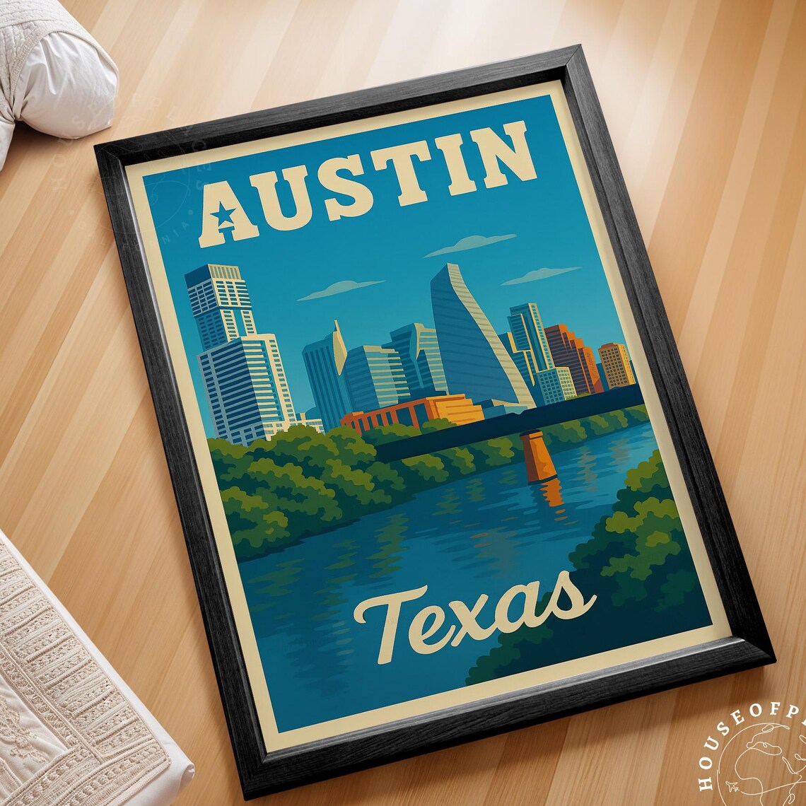Austin Texas Travel Poster, Personalized Custom Art Print