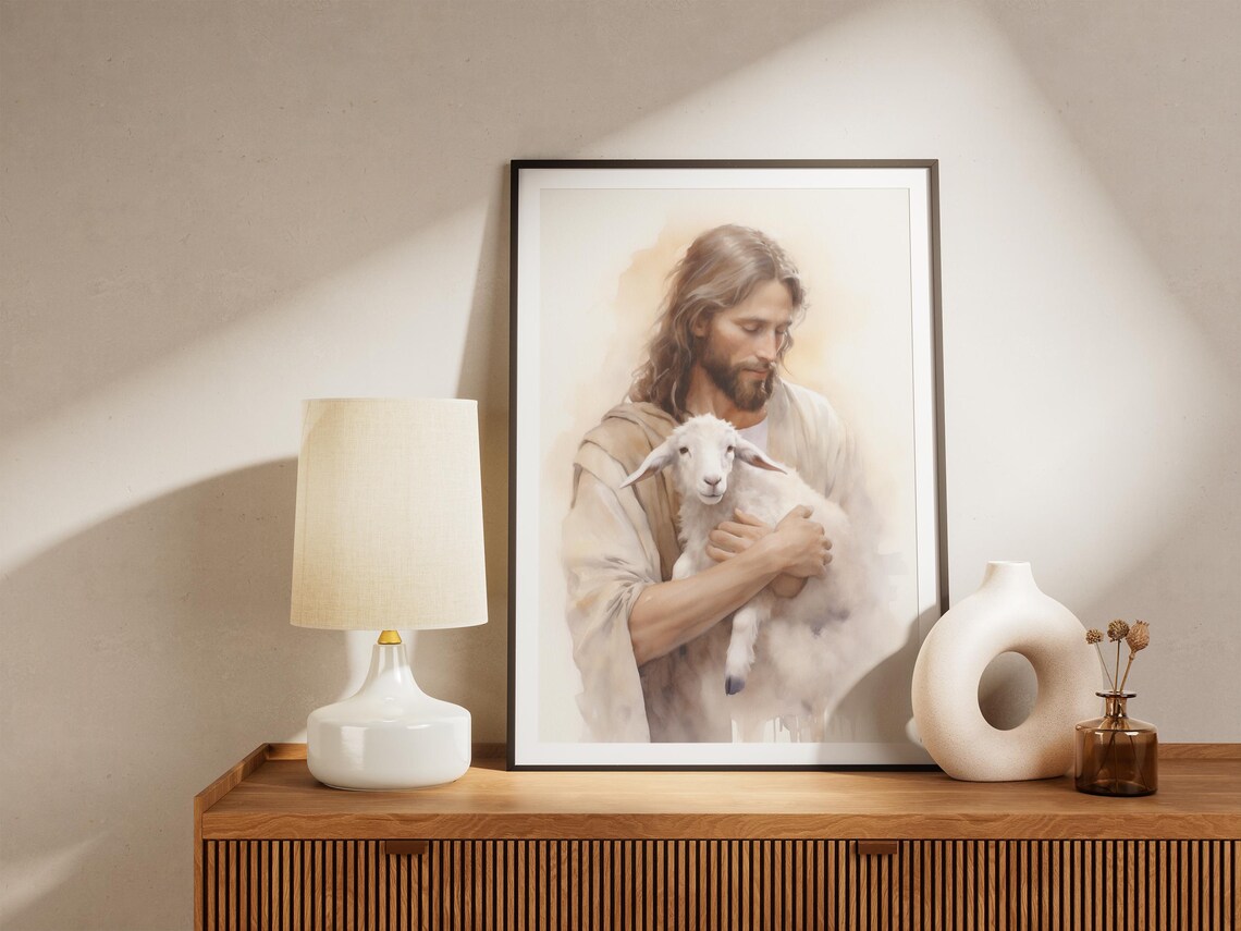 Jesus Holding Lamb, The Good Shepherd Poster - Image 4