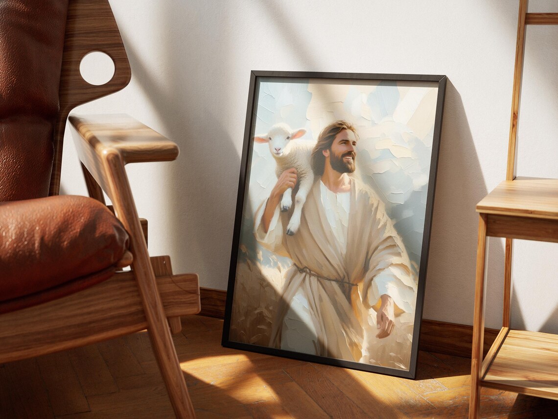 Joyful Return Lost Sheep Christian Art Print - Image 2