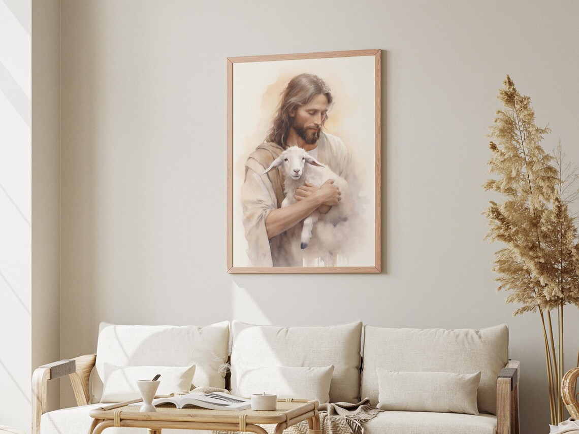 Jesus Holding Lamb, The Good Shepherd Poster - Image 3