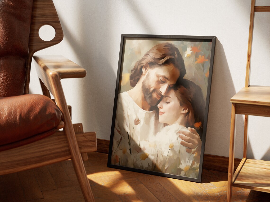 Jesus Hugging Woman Jesus Heals A Woman Jesus And Woman Christian Wall Art Baptism Decor Religious Wall Art Church Decoration Hallway - Image 4