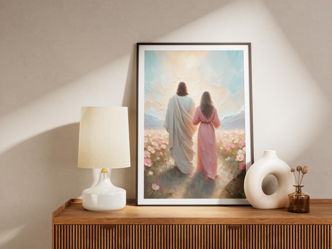 Walking In Light Jesus and Woman Christian Art Print - Image 4