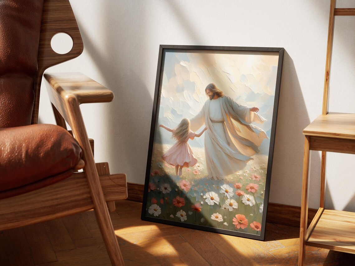 Jesus And Girl Dancing, Modern Christian Art Print - Image 2