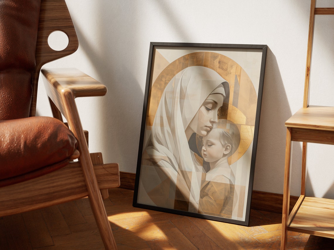 Mother Marry And Baby Jesus Nativity Of Jesus Print Contemporary Bible Art Modern Christian Wall Art Jesus Christ Print Religious Art - Image 4