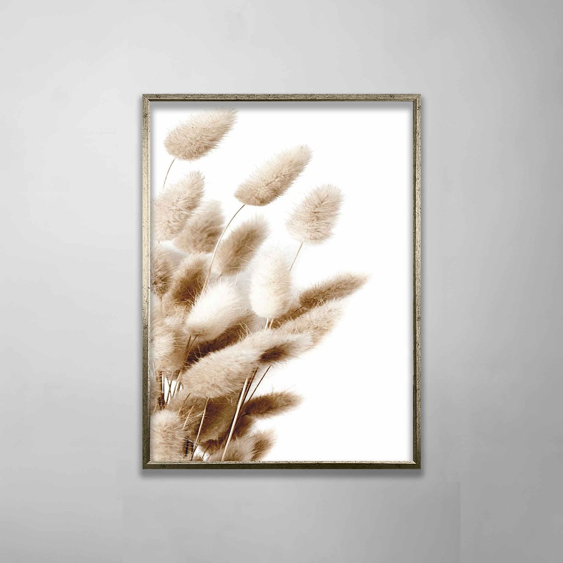 Cream Bunny Tail Grass Stems Minimalist Botanical Art Poster - Image 3