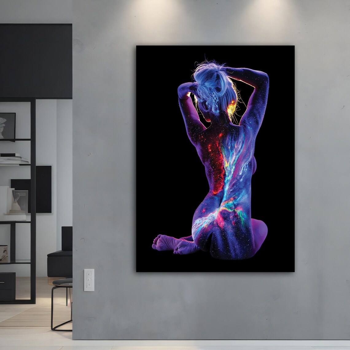 Galaxy Body Paint Woman Abstract Cosmic Figure Art Print Poster - Image 5