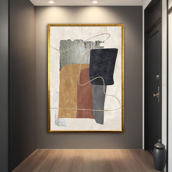 Orange Black Abstract Painting Modern Abstract Painting Orange Painting Black Painting Tumbled Painting
