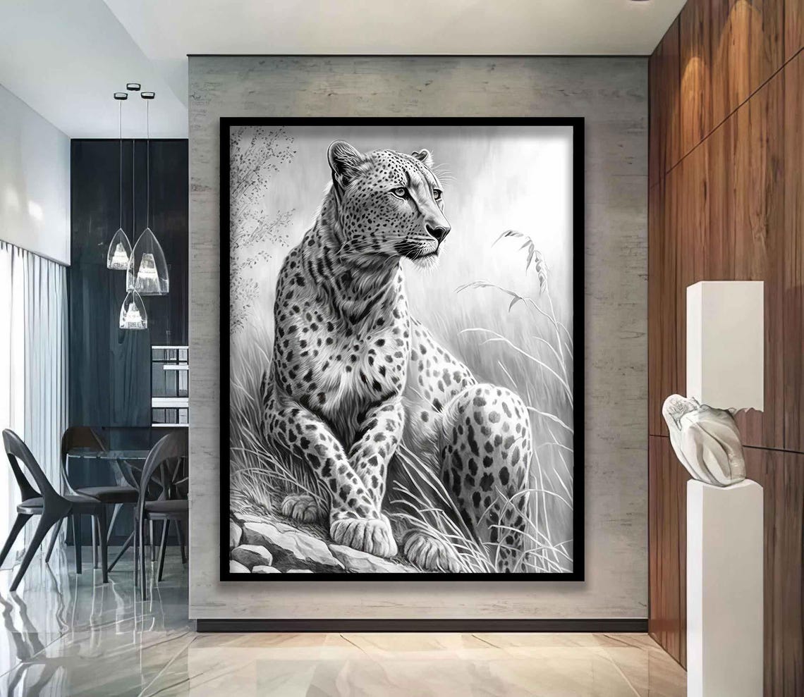 Black And White Leopard Poster Print - Image 4