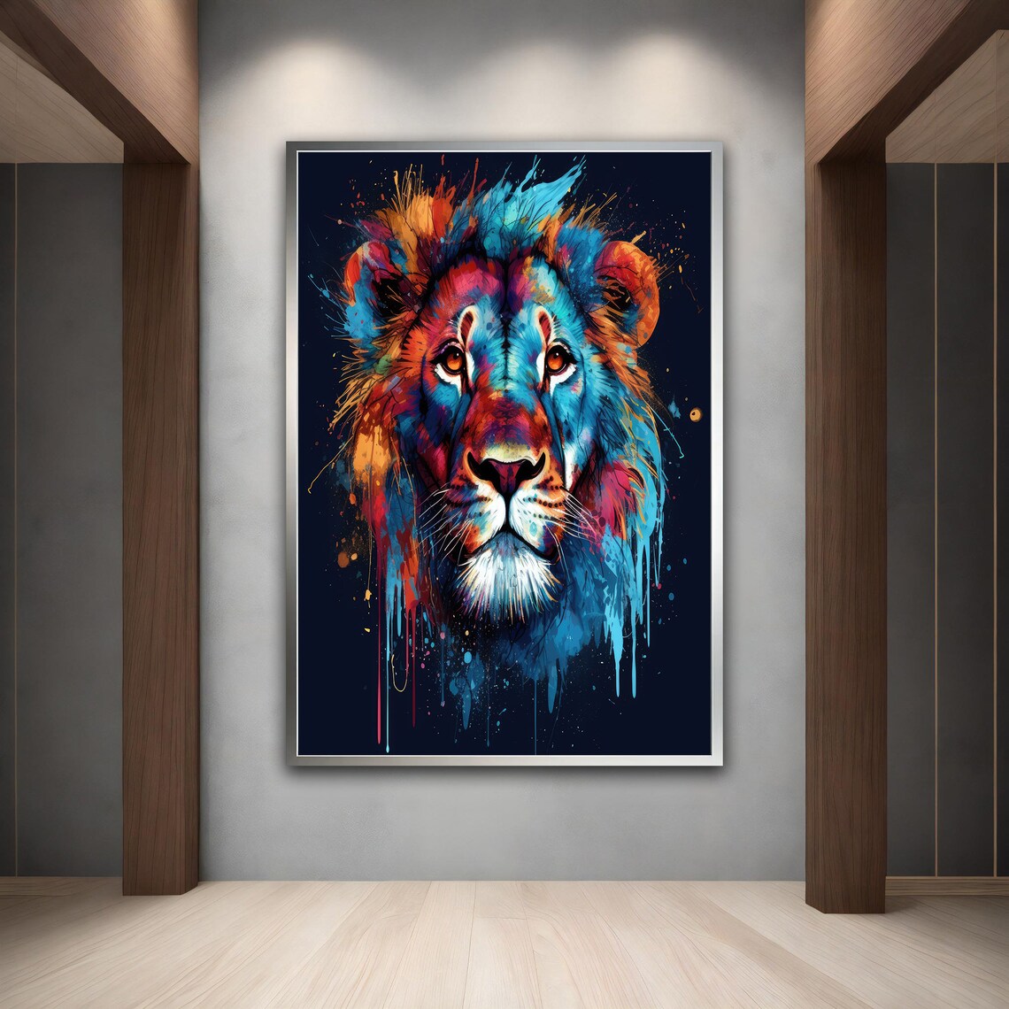 Abstract Splash Paint Lion Head Colorful Pop Art Wildlife Print - Image 3