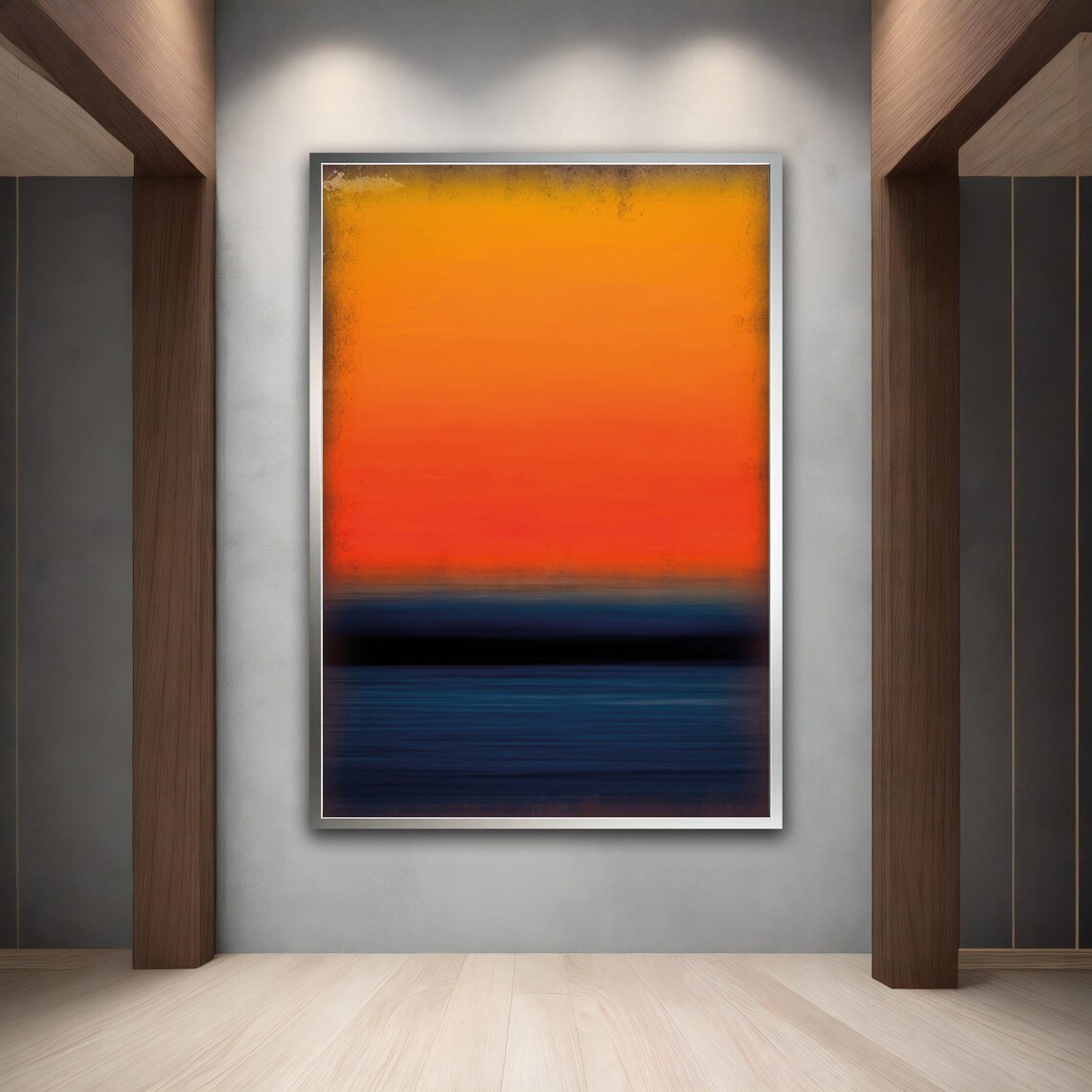 Sunset Orange Blue Gradient Abstract Minimalist Wall Art Poster - Image 3