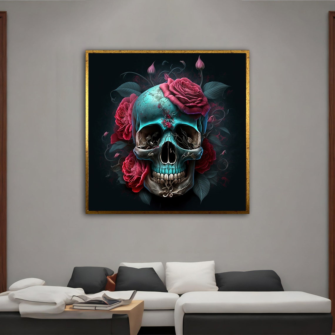 Skull Modern Wall Art Skull Wall Art Skull Skull Print Skull Wall Decor Skull Poster Skull Framed - Image 3