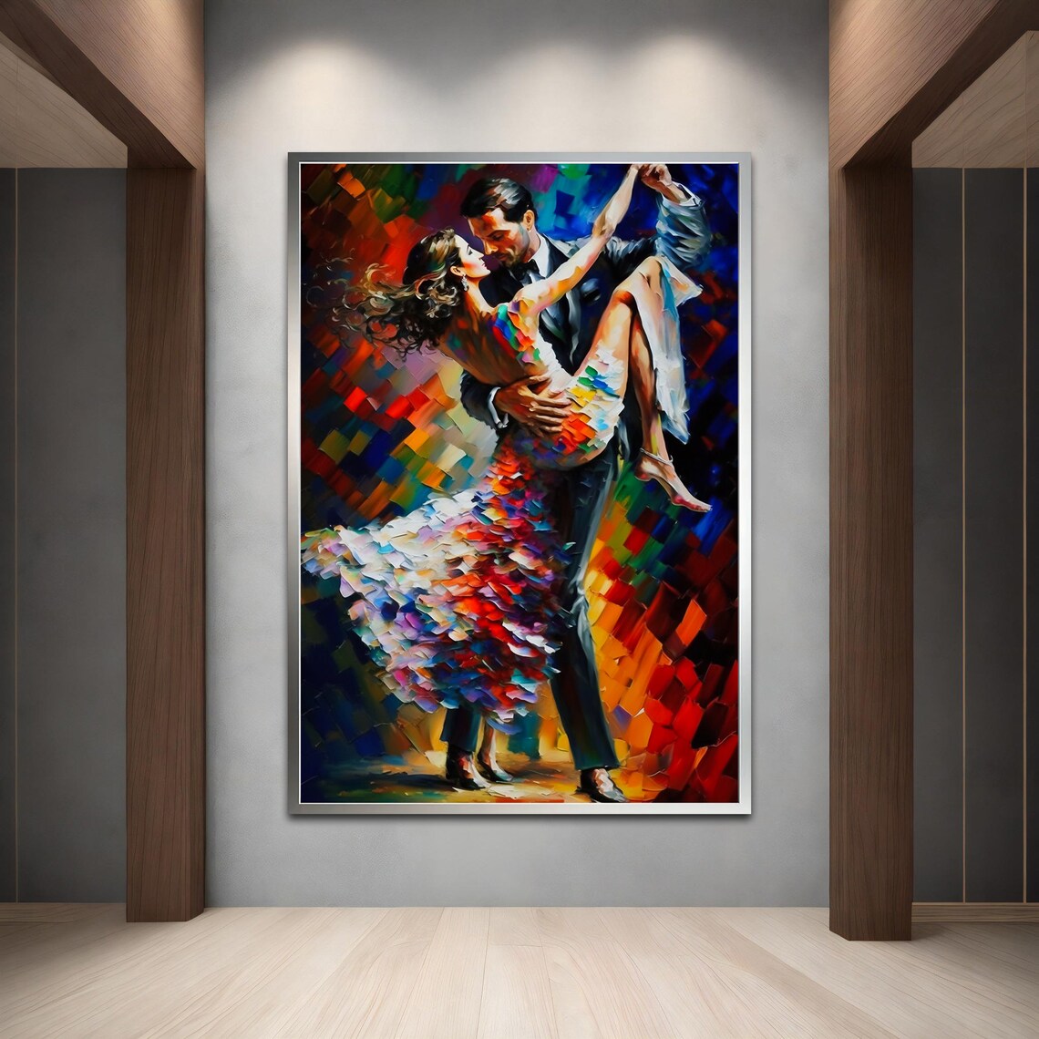 Passionate Tango Dancers Lift Colorful Mosaic Dance Art Print - Image 3
