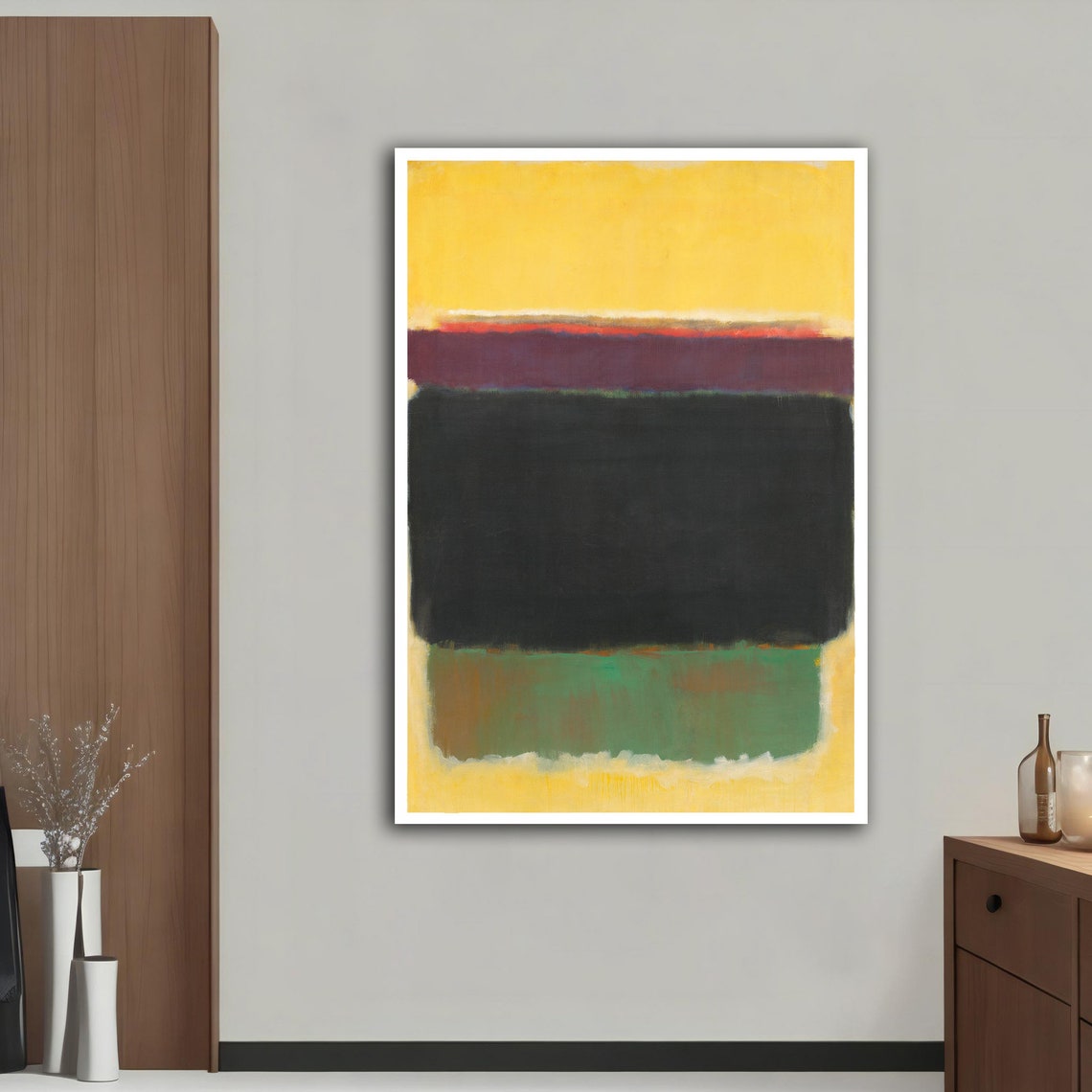 Yellow Black Green Color Field Abstract Bold Modern Wall Art Poster - Image 4