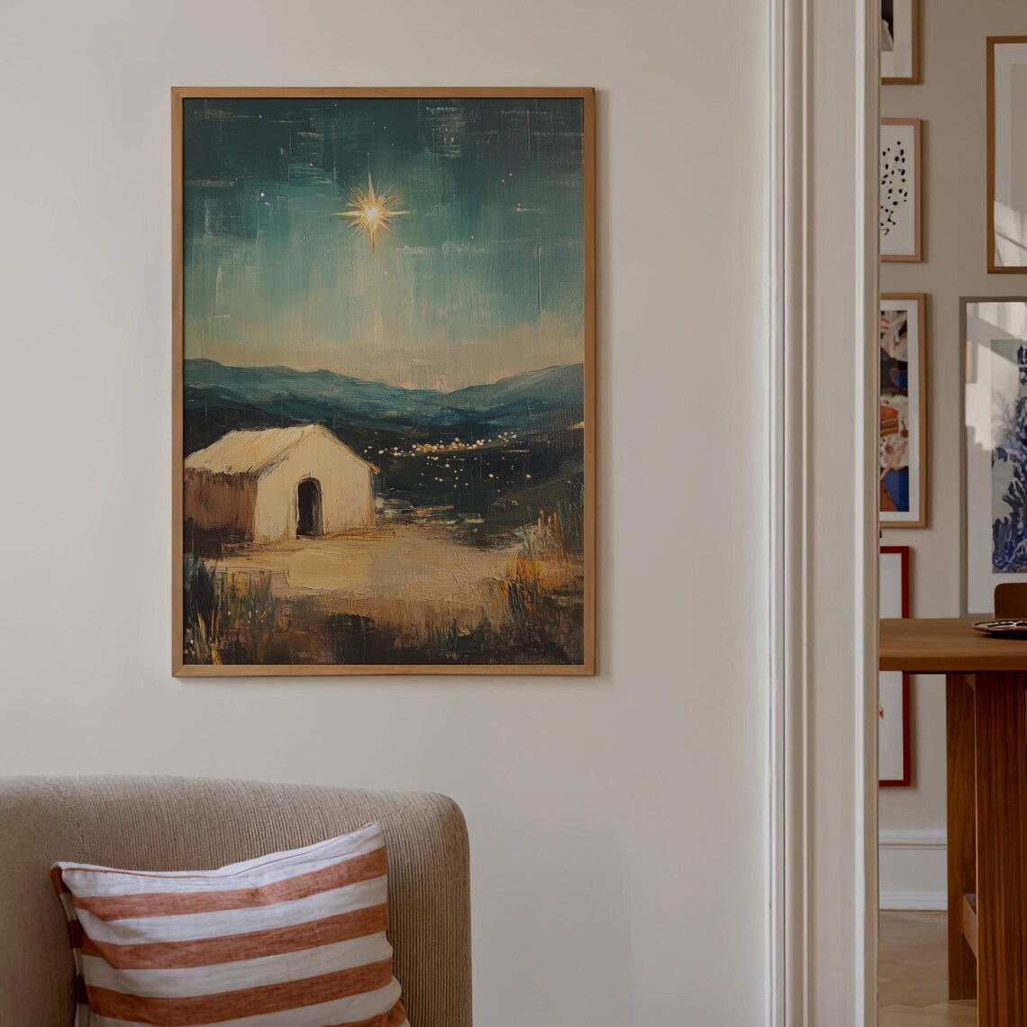 Nativity Scene Art Print, Bethlehem Christian Decor - Image 4
