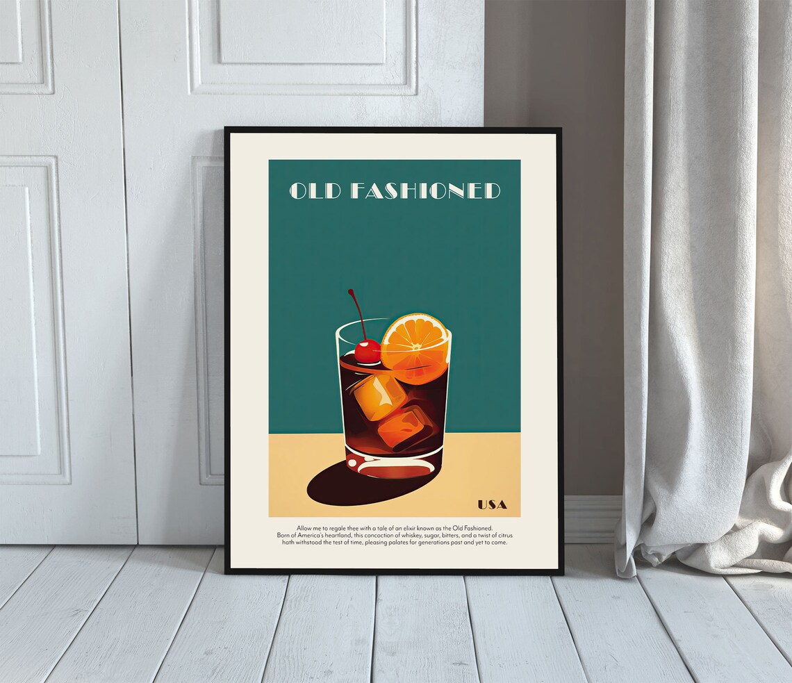 Old Fashioned Cocktail Kitchen Art Print - Image 2